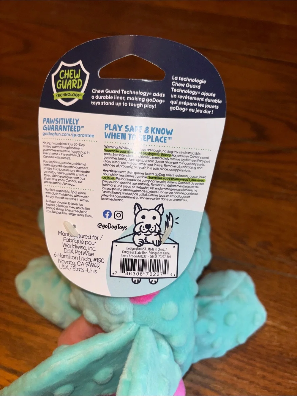 Go Dog! Plush Sea Dragon Toy - Aqua with Pink Accents